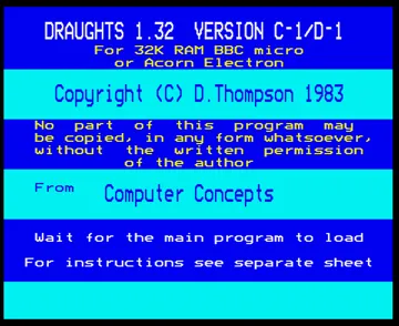 Draughts v1.32 (1983)(Computer Concepts)[h TSTH] screen shot title